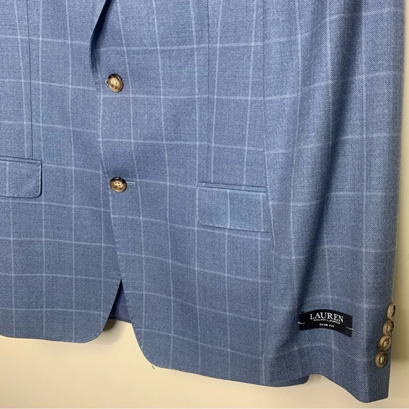 Lauren Ralph Lauren Wool Silk Blend Blue Contemporary Blazer Size 39R - Picture 2 of 14